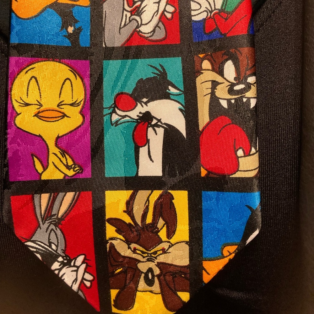 Looney Tunes postage stamp Tie Neckwear Bugs Taz Tweety Roadrunner Daffy